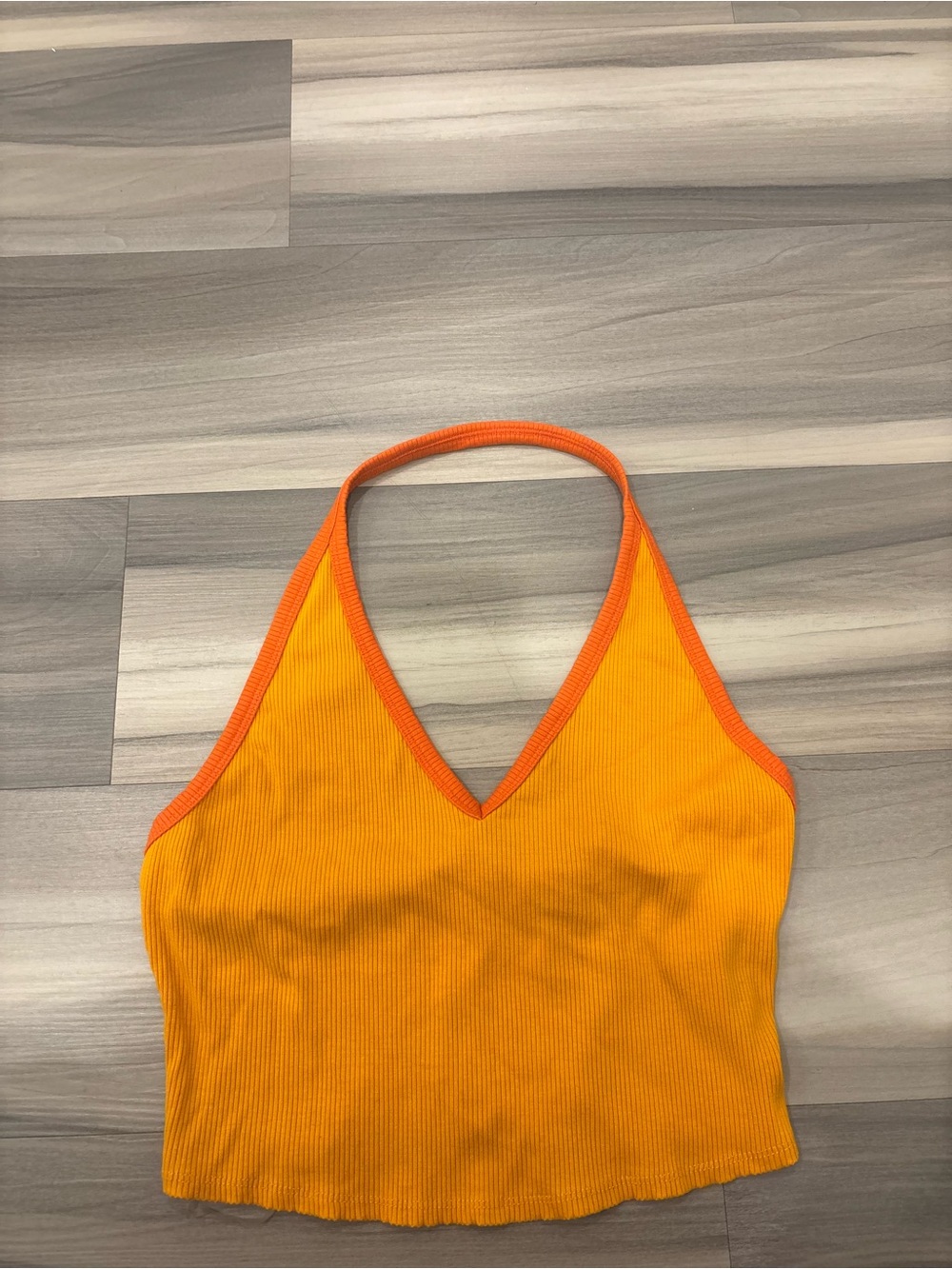 wild fable Bright Orange Ribbed Halter Crop Top